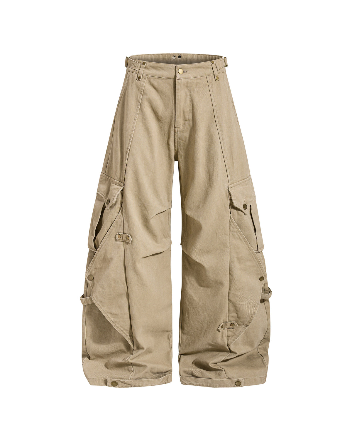 Kova Wide-Leg Cargos Khaki, XS - Streetwear Cargo Pants - Slick Street