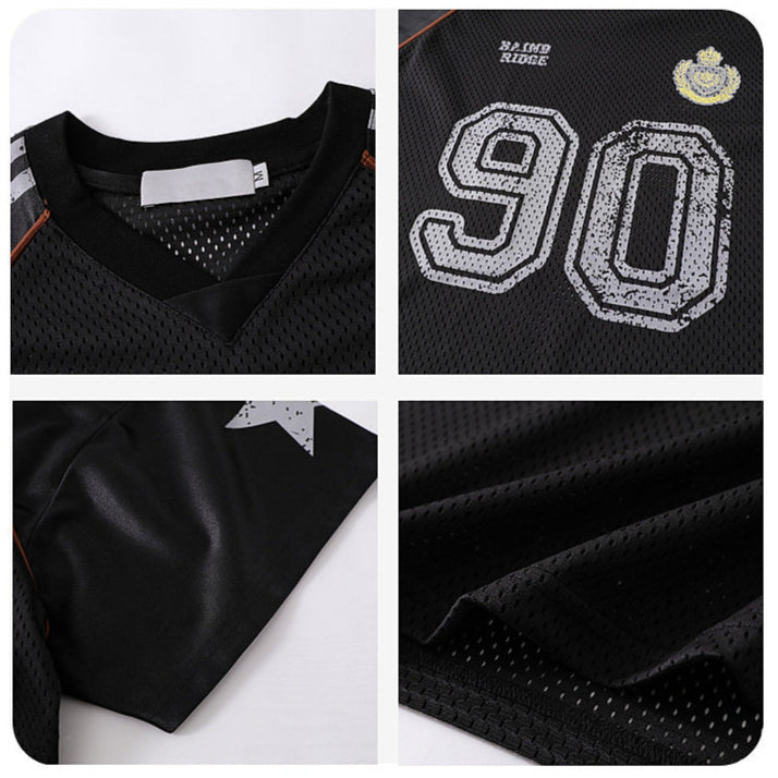 Retro 90's Star Graffiti Mesh Football Tee , - Streetwear T-Shirt - Slick Street