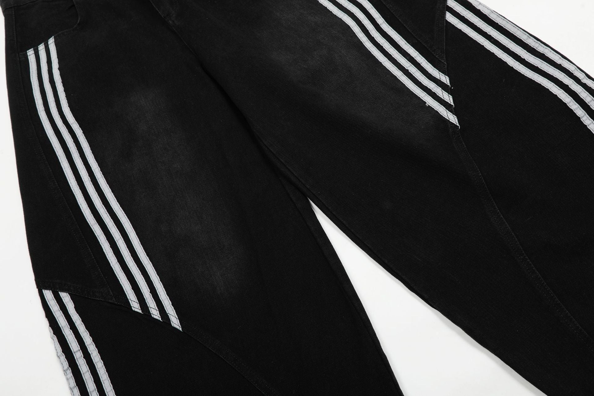 Panel Stripe Baggy Jeans , - Streetwear Jeans - Slick Street