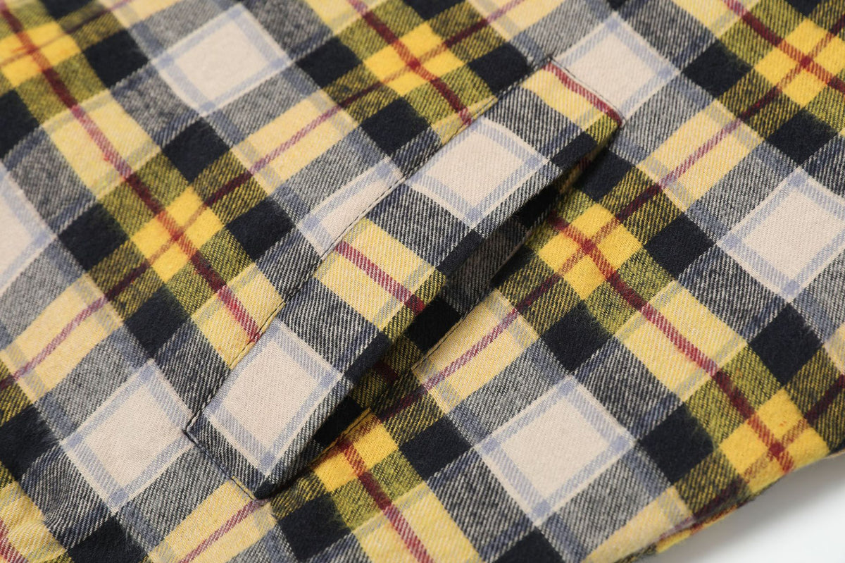 Plaid Reversible Zip Hoodie - Black Yellow , - Streetwear Hoodie - Slick Street