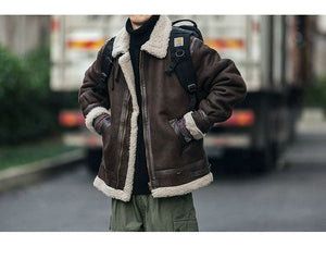 Motorcycle Suede Brown Fur Jacket , - Streetwear Jackets - Slick Street