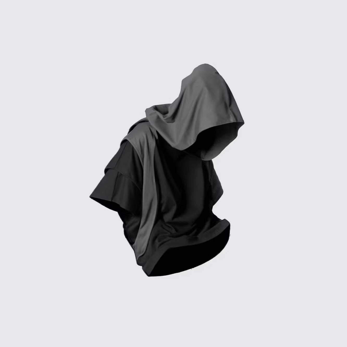 Two Piece Distressed Hooded T-Shirt Black, XS - Streetwear T-Shirt - Slick Street