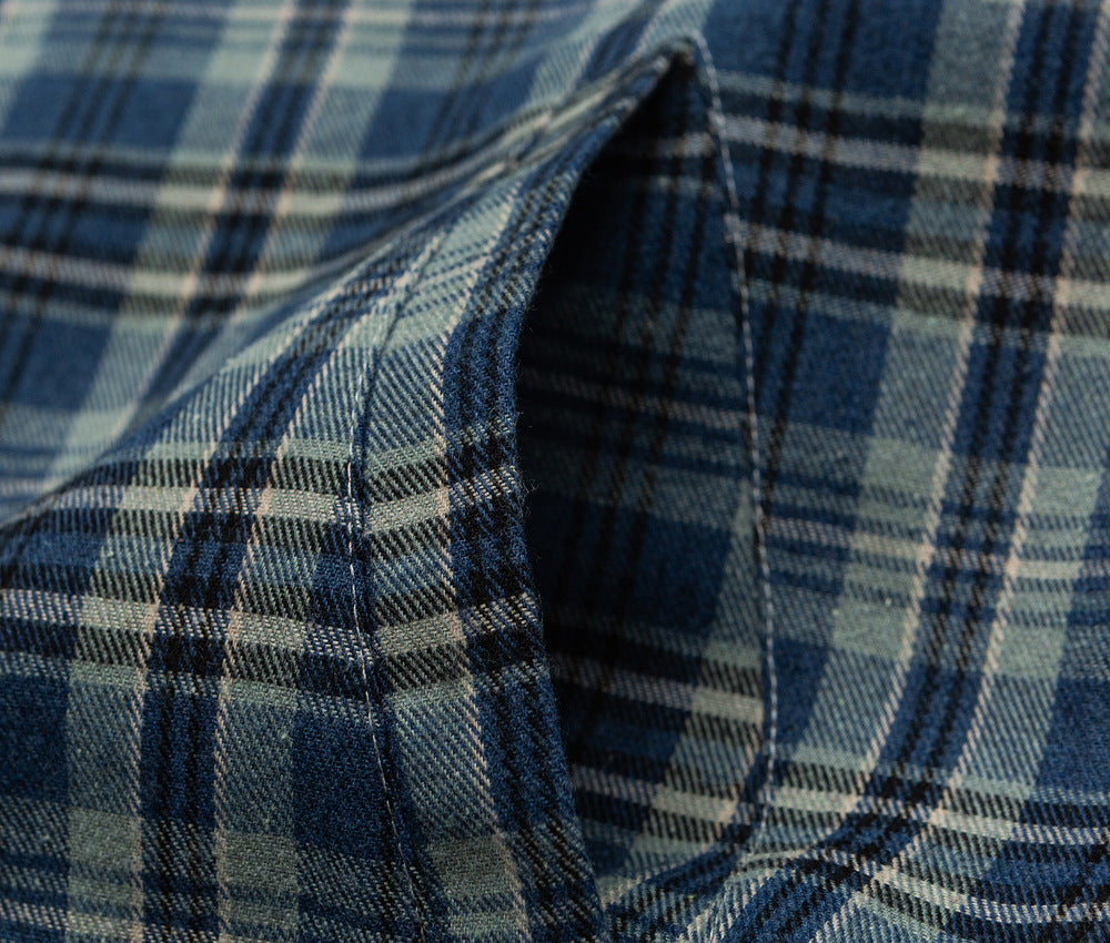 Plaid Reversible Zip Hoodie - Grey Blue , - Streetwear Hoodie - Slick Street