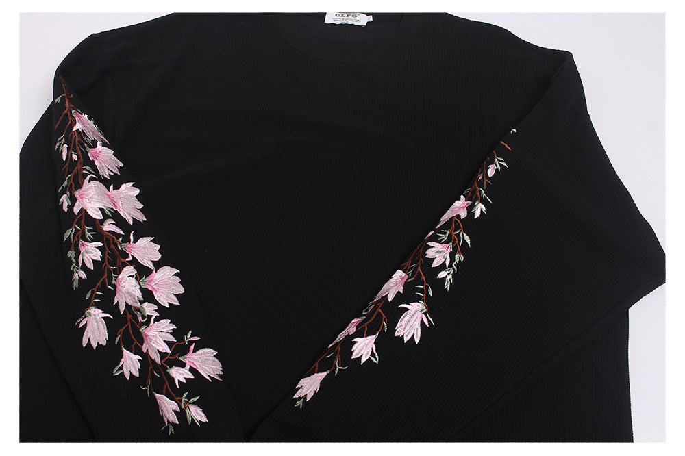 Floral Waffle Knit Long Sleeve , - Streetwear Long Sleeve - Slick Street