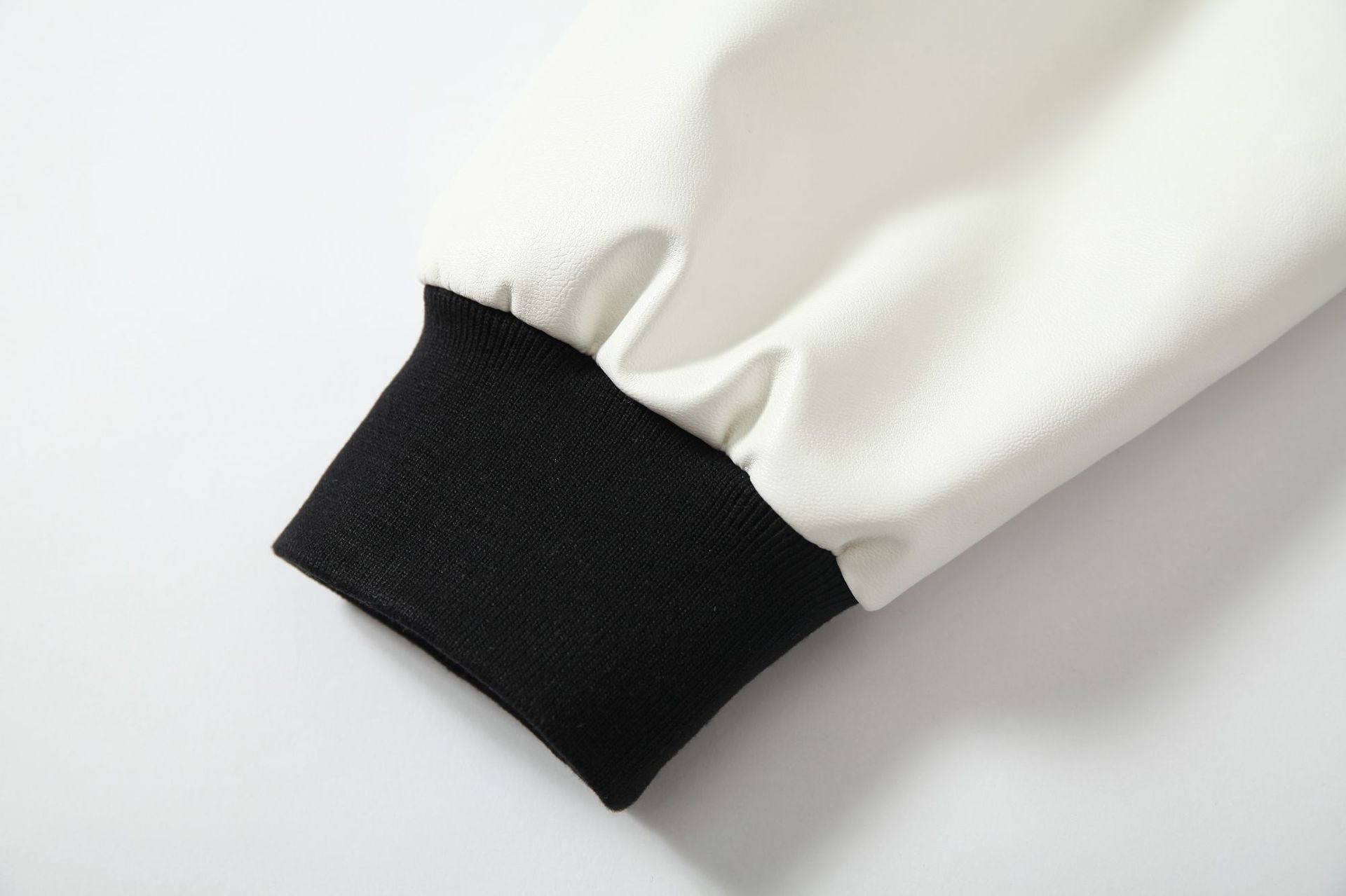 Cross Embroidery Leather Varsity Jacket , - Streetwear - Slick Street