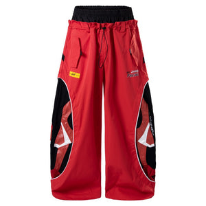 Racing Double Waist Sweatpants Red, XS - Streetwear Joggers - Slick Street