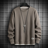 Casual Crewneck Sweatshirt Khaki, XS - Streetwear Sweatshirts - Slick Street