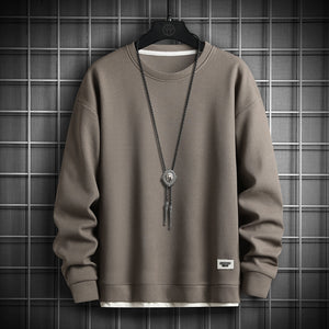 Casual Crewneck Sweatshirt Khaki, XS - Streetwear Sweatshirts - Slick Street