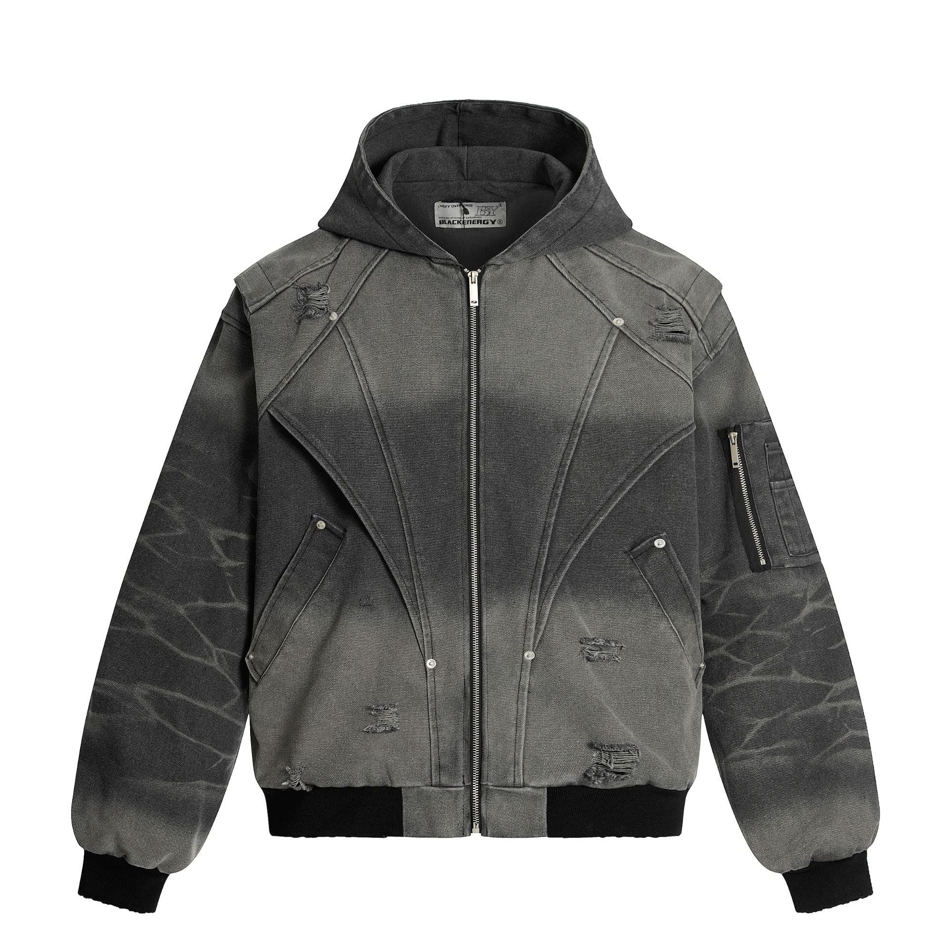 Heavy Washed Distressed Jacket , - Streetwear - Slick Street