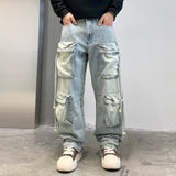 Multi Pocket Sky Blue Cargo Pants Blue, 28 - Streetwear Cargo Pants - Slick Street