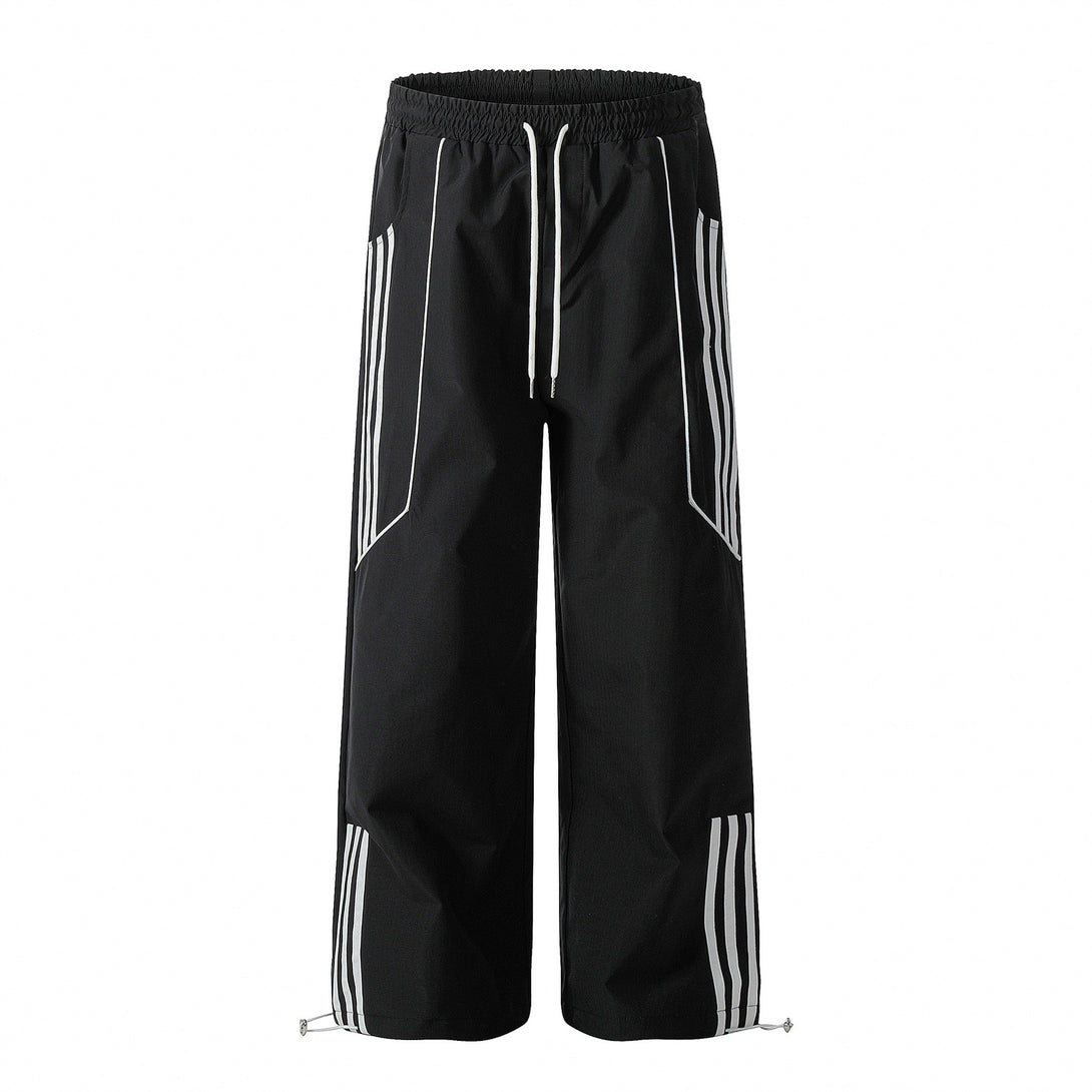 Retro Stripe Track Pants Black, XXS - Streetwear Joggers - Slick Street