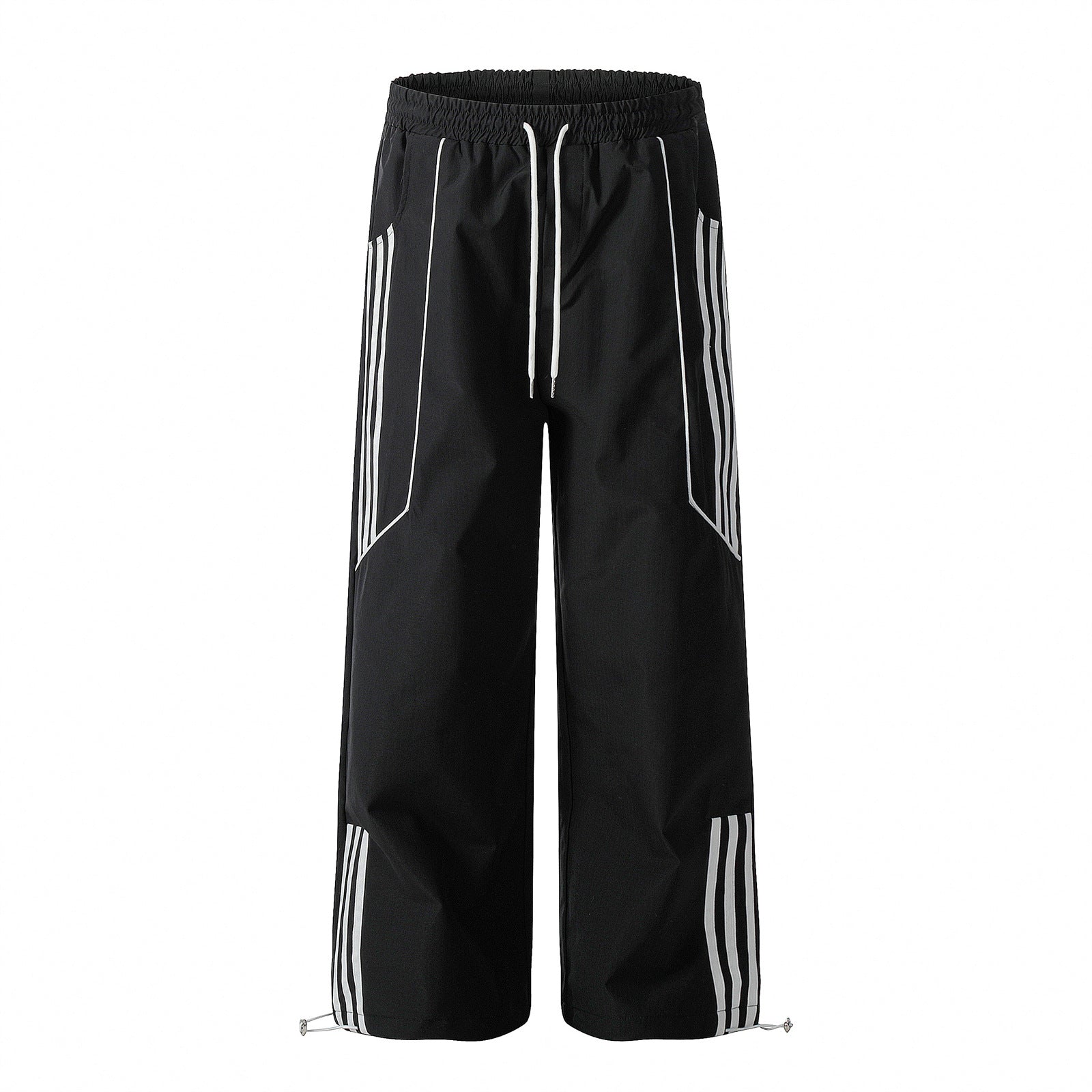 Retro Stripe Track Pants Black, XXS - Streetwear Joggers - Slick Street