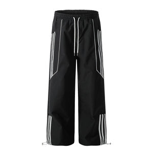 Retro Stripe Track Pants Black, XXS - Streetwear Joggers - Slick Street