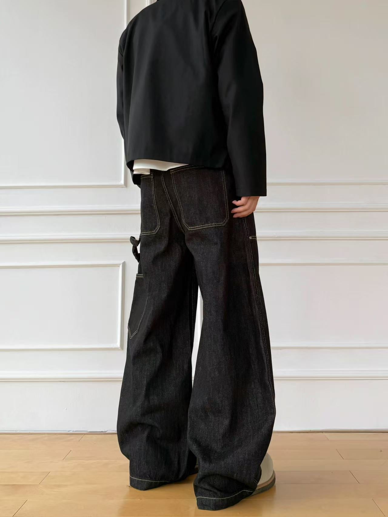 Contrast Stitch Carpenter Jeans , - Streetwear Jeans - Slick Street