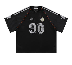 Retro 90's Star Graffiti Mesh Football Tee , - Streetwear T-Shirts - Slick Street
