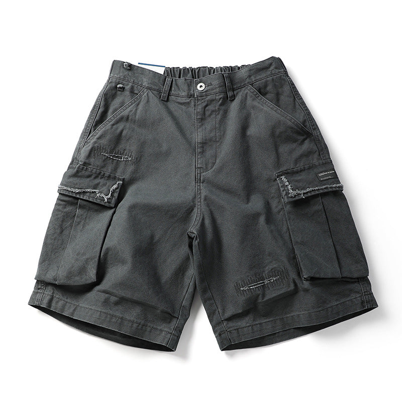 Urban Distressed Camo Shorts Grey, XS - Streetwear Shorts - Slick Street