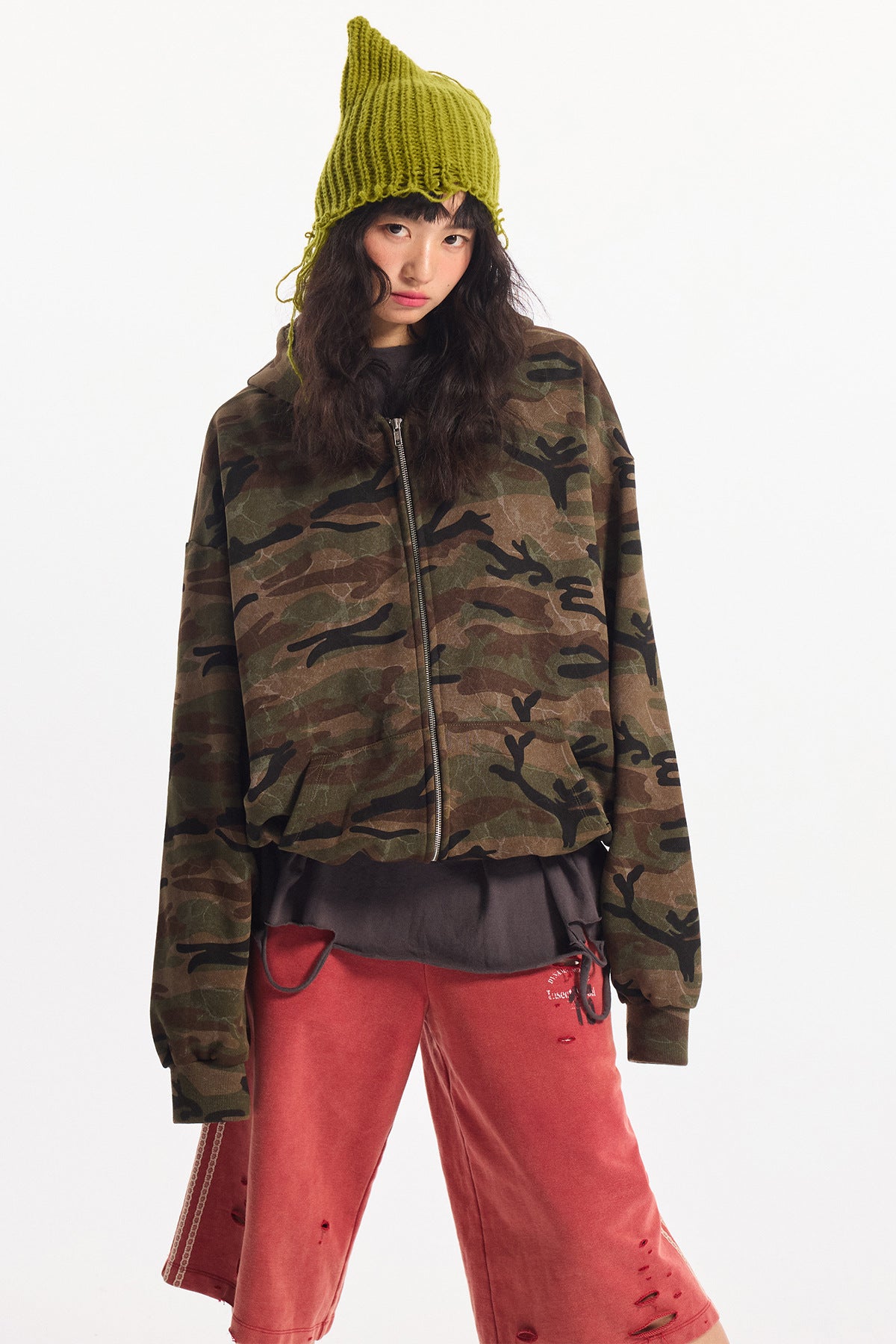 Woodland Camo Zip Hoodie , - Streetwear Hoodie - Slick Street