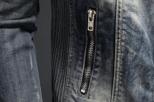 SK1 Denim Biker Jacket , - Streetwear Jackets - Slick Street