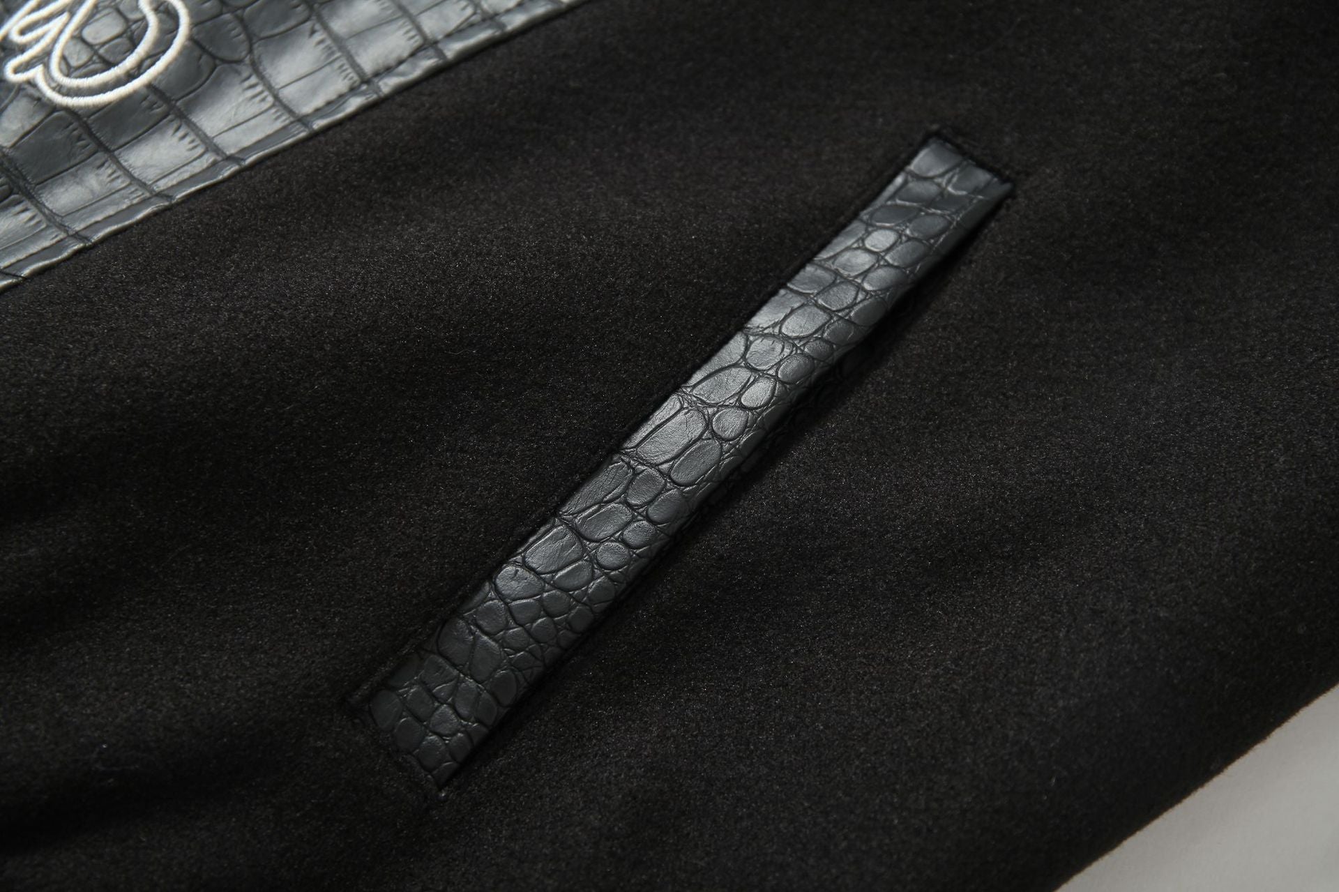 Cross Embroidery Leather Varsity Jacket , - Streetwear - Slick Street