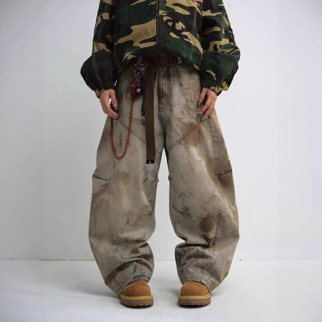 Wasteland Dirty Wash Jeans Brown, 27 - Streetwear Jeans - Slick Street