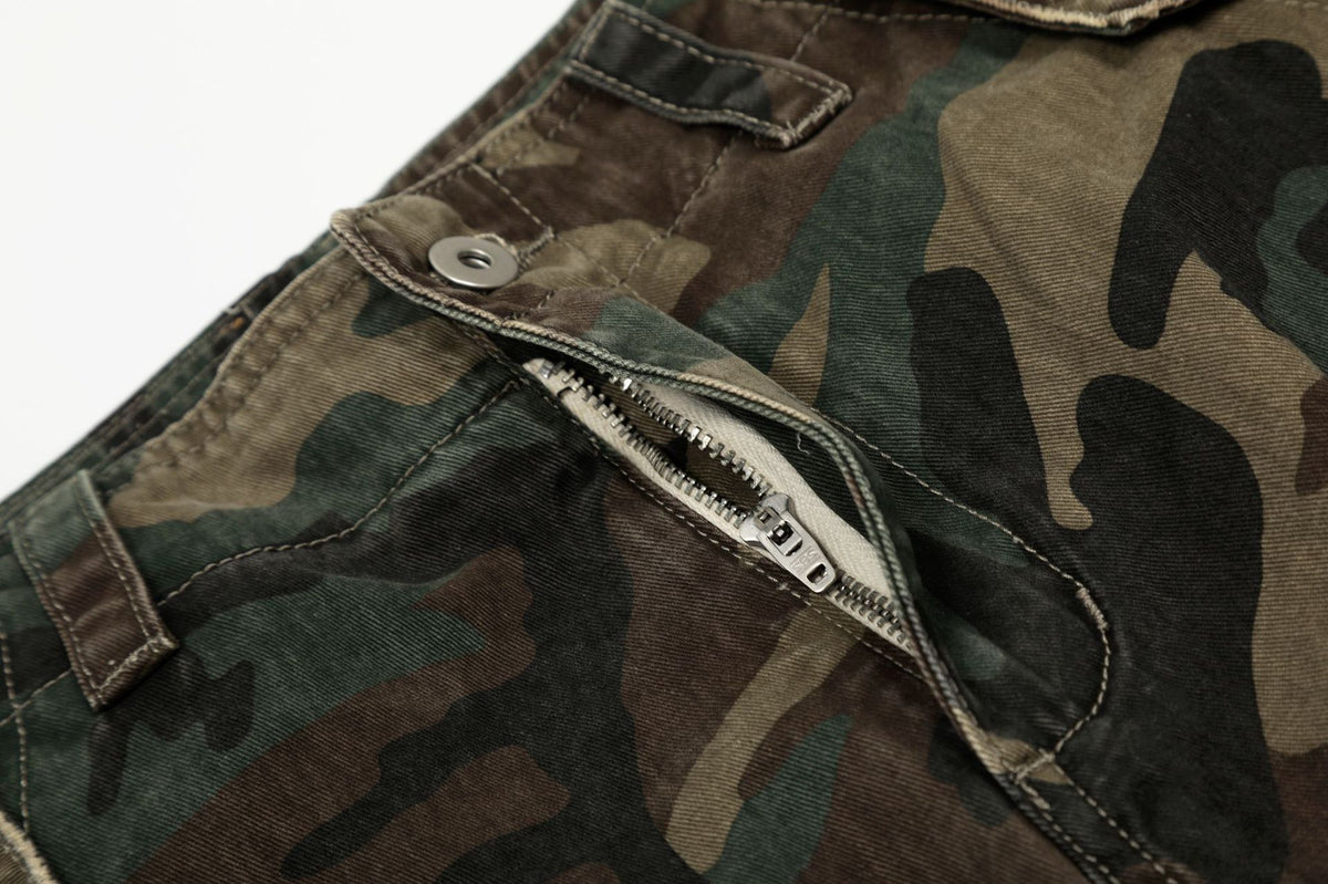 Kade Stitch Camo Cargos , - Streetwear Cargo Pants - Slick Street