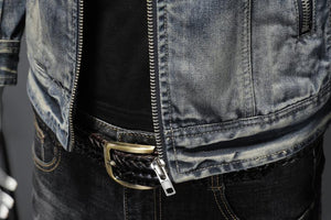 SK1 Denim Biker Jacket , - Streetwear Jackets - Slick Street