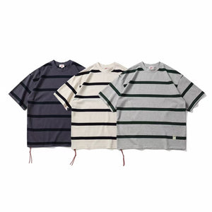Retro Heavyweight Striped Cotton Tee , - Streetwear T-Shirts - Slick Street