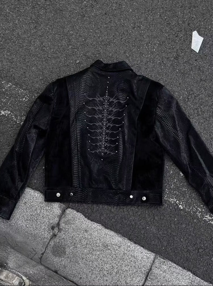 Toren Snakeskin Jacket Black, XS - Streetwear Jacket - Slick Street