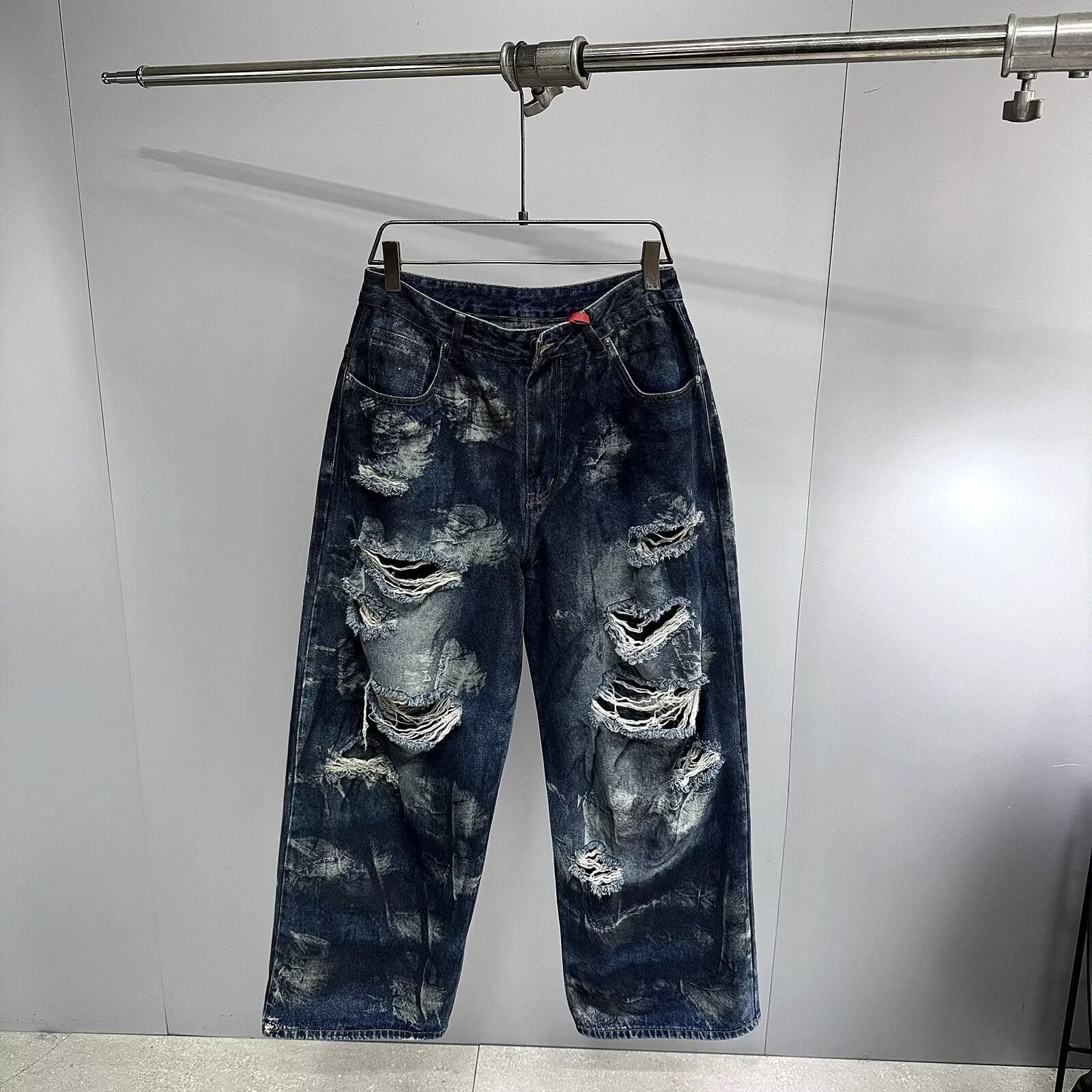 Ruin Distressed Jeans - Heavy Blue , - Streetwear Jeans - Slick Street