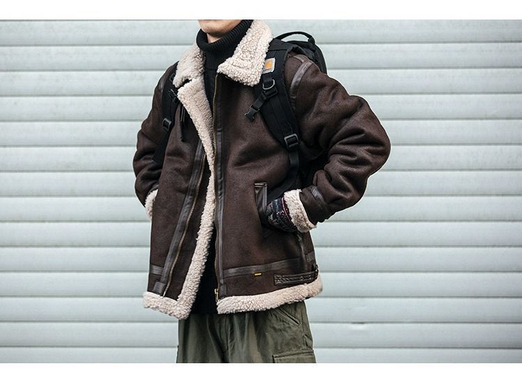 Motorcycle Suede Brown Fur Jacket , - Streetwear Jackets - Slick Street