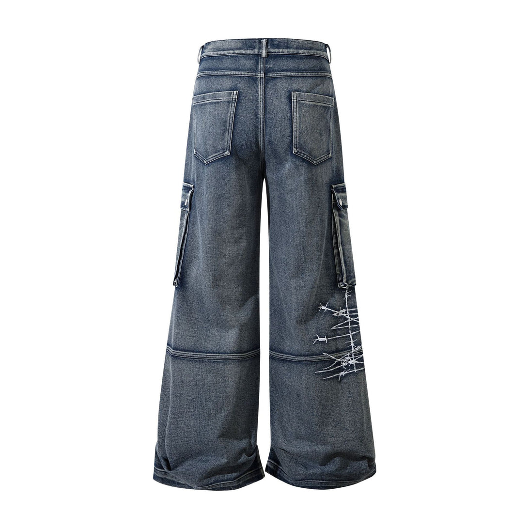 Recked Baggy Wide Leg Denim Jeans , - Streetwear - Slick Street