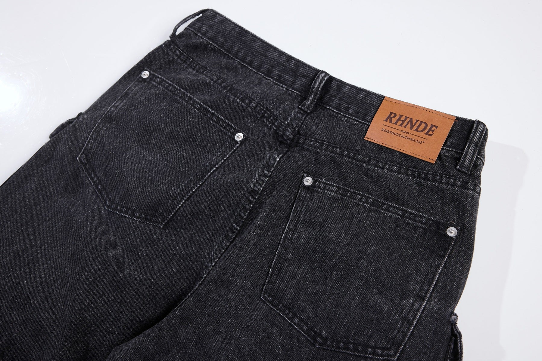Washed Black Vintage Straight Leg Cargo Jeans , - Streetwear - Slick Street