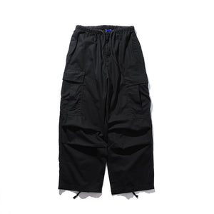 Loose Fit Cotton Baggy Cargo Pants Black, XS - Streetwear Cargo Pants - Slick Street