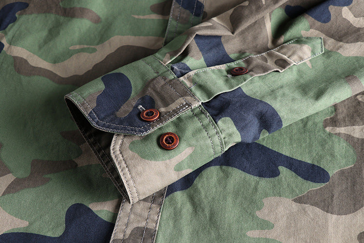 Camo Long Sleeve Shirt , - Streetwear Shirt - Slick Street