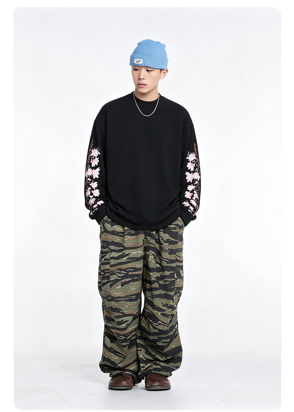 Floral Waffle Knit Long Sleeve , - Streetwear Long Sleeve - Slick Street