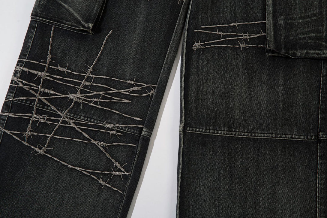 Recked Baggy Wide Leg Denim Jeans , - Streetwear - Slick Street