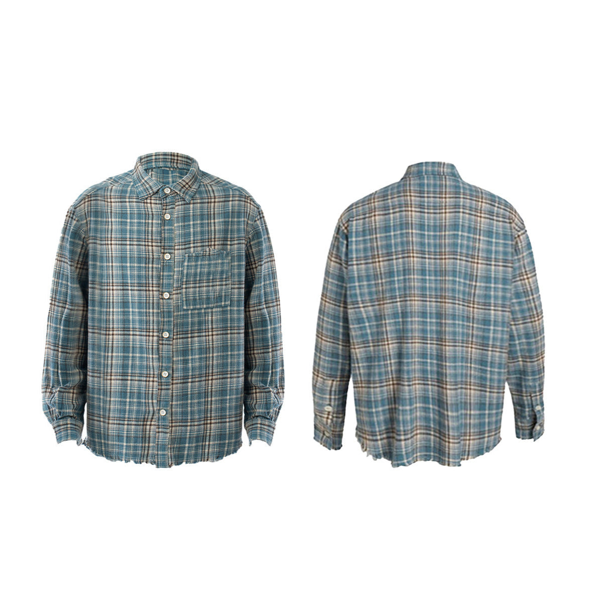 Distressed Plaid Flannel Shirt , - Streetwear Shirt - Slick Street