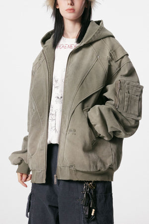 Heavy Washed Distressed Jacket , - Streetwear - Slick Street