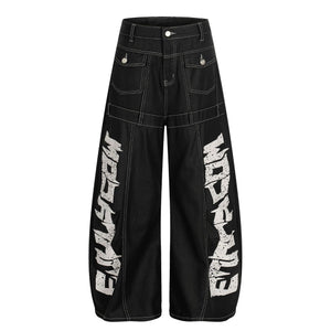 L82 Baggy Denim Jeans Black, XS - Streetwear Jeans - Slick Street