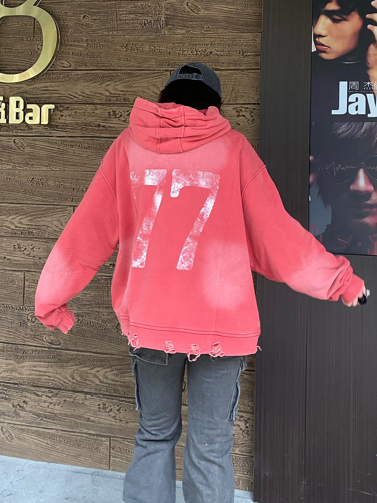 77 Distressed Washed Hoodie , - Streetwear Hoodie - Slick Street