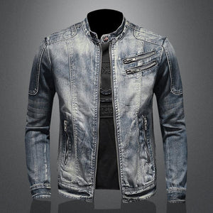 SK1 Denim Biker Jacket , - Streetwear Jackets - Slick Street
