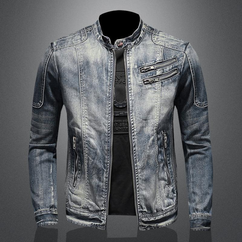 SK1 Denim Biker Jacket , - Streetwear - Slick Street