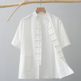 Chinese Linen Summer Shirt White, XS - Streetwear Shirt - Slick Street