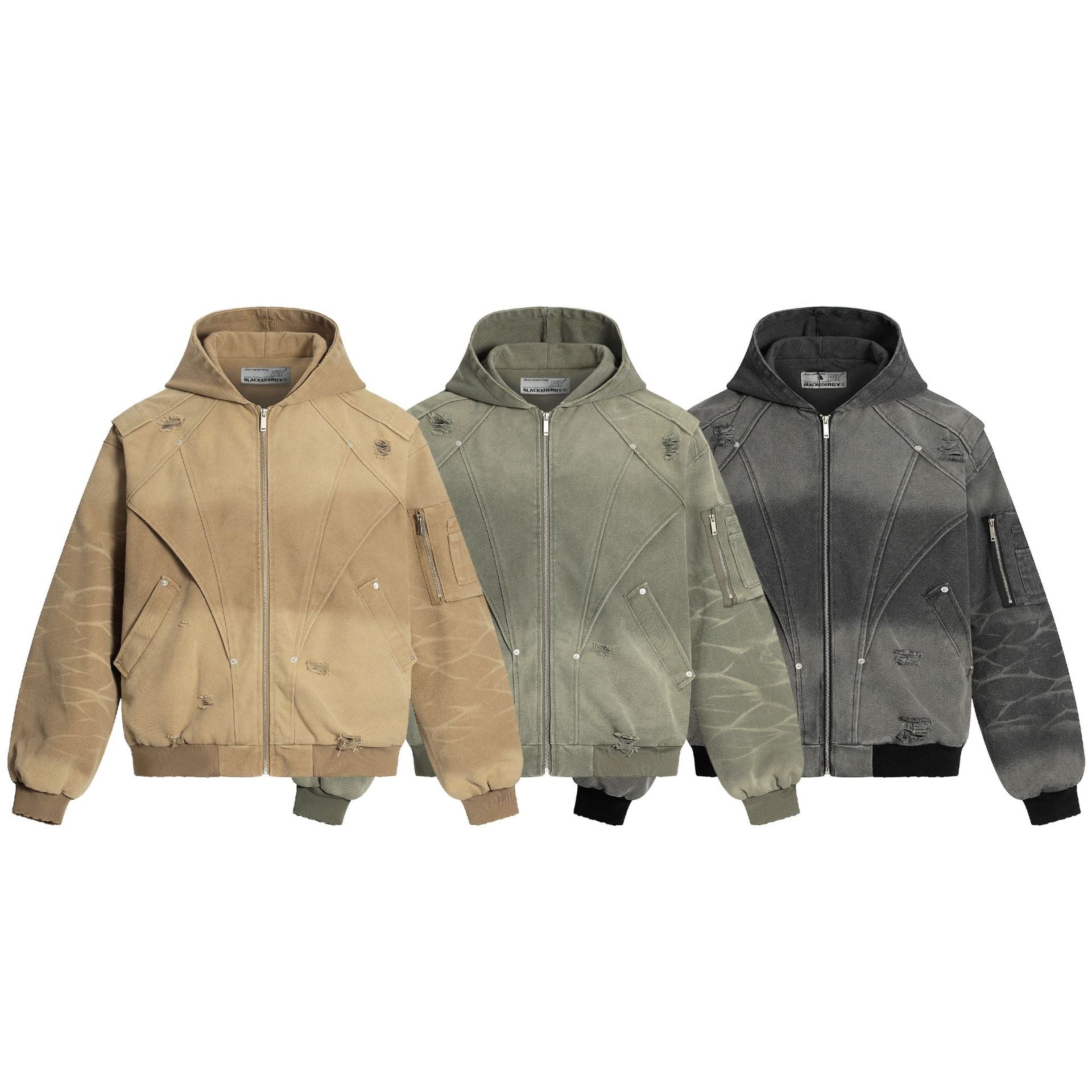 Heavy Washed Distressed Jacket , - Streetwear - Slick Street