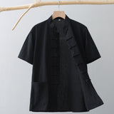 Chinese Linen Summer Shirt Black, XS - Streetwear Shirt - Slick Street