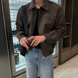 American Retro Leather Jacket Brown, XS - Streetwear Jacket - Slick Street