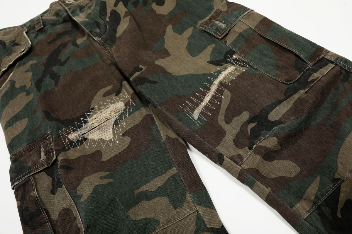 Kade Stitch Camo Cargos , - Streetwear Cargo Pants - Slick Street