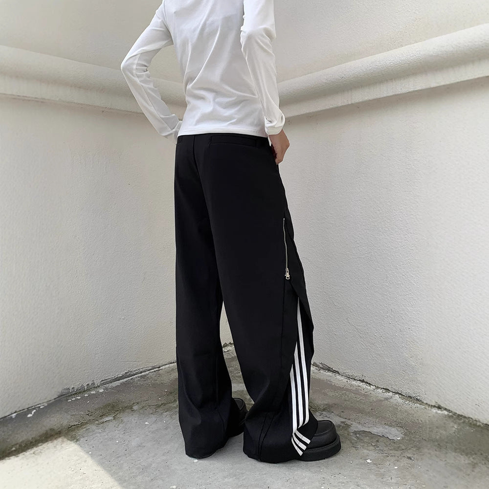 Street SP1 Relaxed Fit Stripe Wide Leg Joggers , - Streetwear Joggers - Slick Street