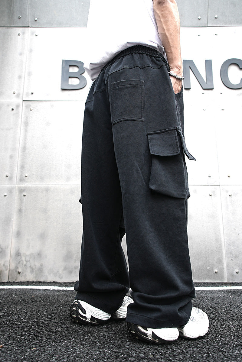Baggy Cotton Black Cargo Pants , - Streetwear - Slick Street