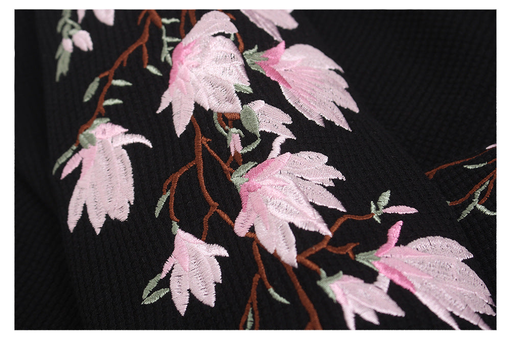 Floral Waffle Knit Long Sleeve , - Streetwear Long Sleeve - Slick Street